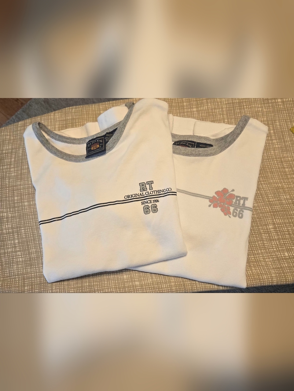 Vintage Two RT 66 Original Clothing Co. 1926 White Ringer Tee with Grey Trim